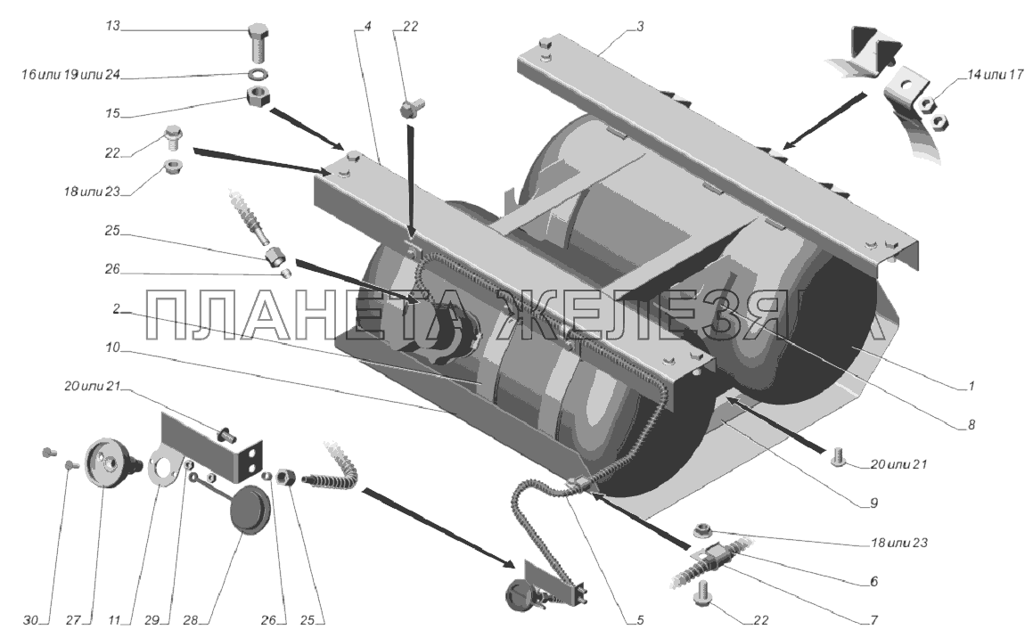 27055-4401001. Установка блока газовых баллонов ГАЗ-3302, 2705 (доп. для  ГБО)